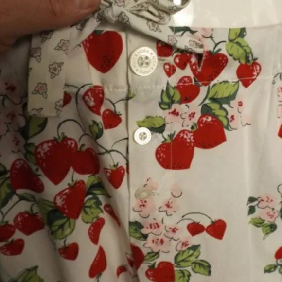 new NICK & NORA For Target Pajama Bottoms, M, Strawberry print, Pockets, Buttons - Picture 12 of 16